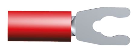 TE Connectivity PLASTI-GRIP Rot Isoliert Gabelkabelschuh B. 5.94mm Vinyl, Min. 0.26mm², Max. 1.65mm² 22AWG 16AWG