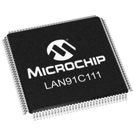 Microchip Controlador Ethernet, LAN91C111-NU, EISA, ISA, MII, 10Mbps, TQFP, 128-Pines, 3,3 V