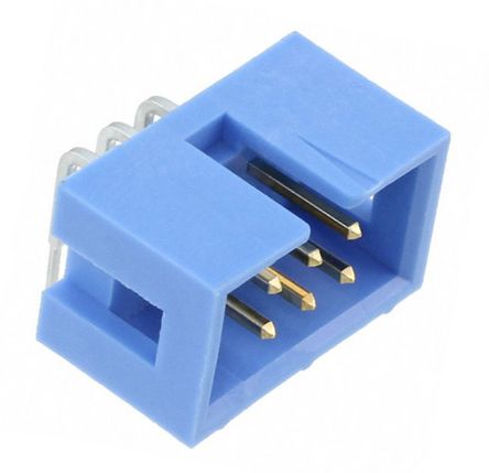 TE Connectivity AMP-LATCH Series Right Angle Through Hole PCB Header, 6 Contact(s), 2.54mm Pitch, 2 Row(s), Shrouded