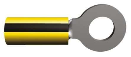 TE Connectivity Cosses à œillet, Isolé, Jaune, 2.6mm², M6 (1/4), 12.7mm, Série PLASTI-GRIP