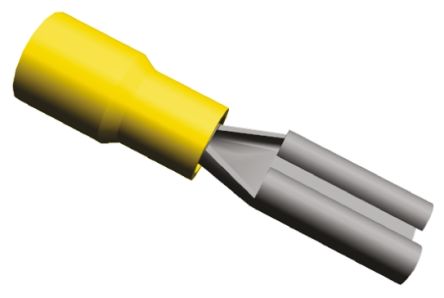 TE Connectivity PIDG FASTON .110 Flachsteckhülse, Gelb, Isoliert, 2.79 X 0.79mm, Buchse, 0.1mm² - 0.35mm², 26AWG Min