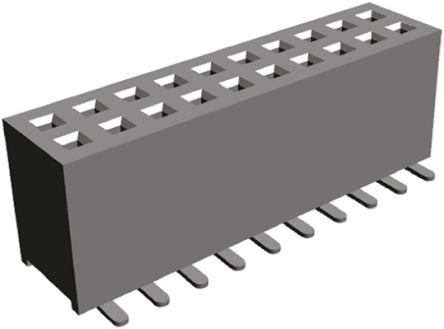 HARWIN M50-31 Series Straight Surface Mount PCB Socket, 40-Contact, 2-Row, 1.27mm Pitch, Solder Termination