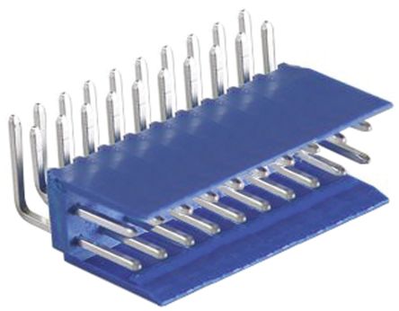 TE Connectivity AMPMODU HE14 Series Right Angle Through Hole PCB Header, 20 Contact(s), 2.54mm Pitch, 2 Row(s), Shrouded