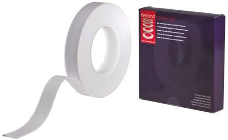 Hi-Bond 泡棉胶带, 两面, 0.25mm厚, 19mm宽, 33m长, 白色, 丙烯酸泡棉, 泡沫密度1500kg/m³, 拉伸强度88.3N/cm