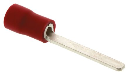 JST FV Kabelschuh Flachstift Stecker, Isoliert, Rot, L. 18mm, D. 0.8mm, Nicht Ummantelt