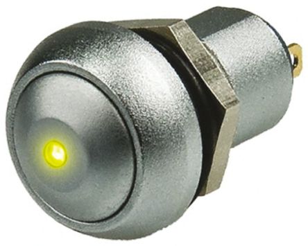 APEM 银色按钮开关, 面板安装, 闭锁操作, 面板开孔直径12.9mm, 带指示灯, 单刀单掷