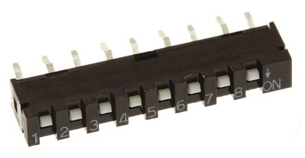 APEM PCB-Montage SIL-Schalter Gleiter 8-stellig 1-poliger Ein-/Ausschalter 10 MA @ 5 V Dc (schaltend), 100 MA @ 50 V Dc
