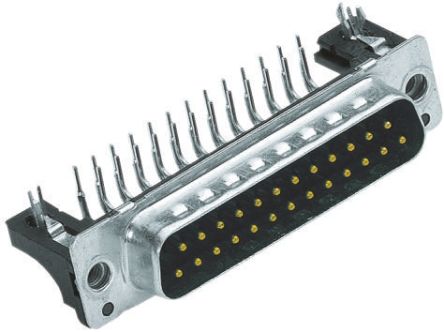 HARTING Sub-D Steckverbinder Stecker Abgewinkelt, 25-polig / Raster 2.76mm, Durchsteckmontage Lötanschluss