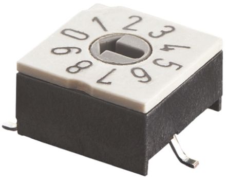 APEM DIP-Schalter Drehschalter 10-stellig, 1-poliger Ein/Ausschalter, Kontakte Vergoldet 150 MA @ 24 V Dc, Bis +85°C