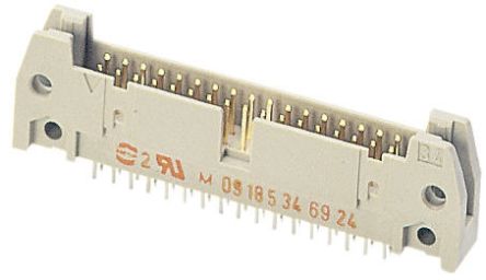 HARTING SEK 18 Leiterplatten-Stiftleiste Gerade, 34-polig / 2-reihig, Raster 2.54mm, Kabel-Platine,