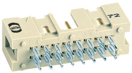 HARTING SEK 18 Series Straight Through Hole PCB Header, 20 Contact(s), 2.54mm Pitch, 2 Row(s), Shrouded