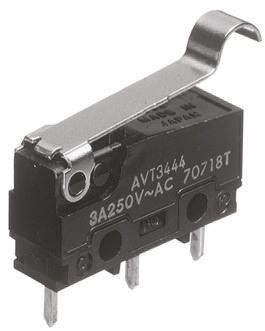 Panasonic Mikroschalter Rollenhebel Simuliert-Betätiger PCB, 3 A @ 250 V Ac, 1-poliger Wechsler IP 40 0,34 N -25°C -