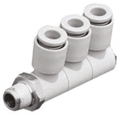 SMC KQ2 Series Elbow Threaded Adaptor, R 1/4 Male To Push In 6 Mm, Threaded-to-Tube Connection Style