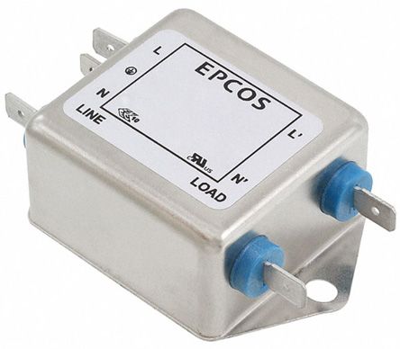 EPCOS B84111F Entstörfilter, 250 V Ac/dc, 20A, Flanschmontage, Flachstecker, 1-phasig 0,369 MA / 60Hz Single Stage