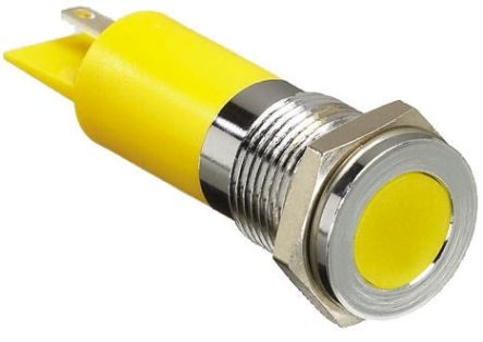 RS PRO LED Schalttafel-Anzeigelampe Gelb 6 → 36V Dc, Montage-Ø 14mm, Lötanschluss