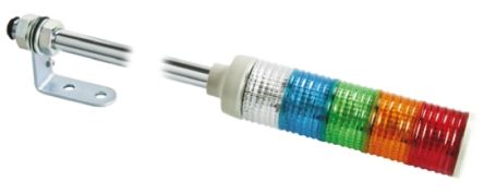 Schneider Electric Torretta Di Segnalazione, 24 V Ca/cc, LED, 5 Elementi, Lenti Rosso/Verde/Ambra/Blu/Trasparente