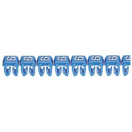 Legrand CAB 3 Kabel-Markierer, Aufsteckbar, Beschriftung: 6, Blau, Ø 0.8mm - 2.2mm, 5mm X 2,3 Mm, 1000 Stück