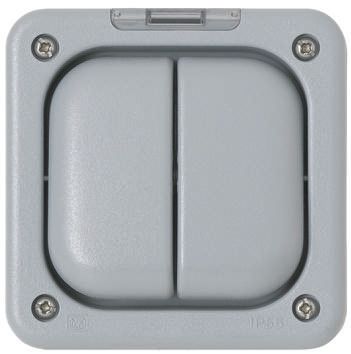 MK Electric Grey Outdoor Light Switch, 2 Way, 2 Gang, K56422GRY