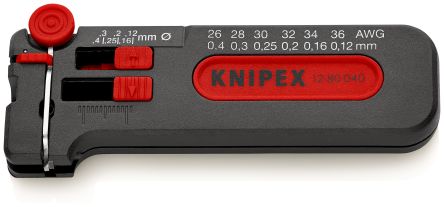 Knipex 微型剥离工具, 12 80 040系列, 用于细导线线, 0.12 → 0.4mm²剥线能力