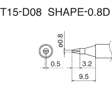 Hakko Panne De Fer à Souder, Ciseau Droit, Série T15, 0.8 Mm