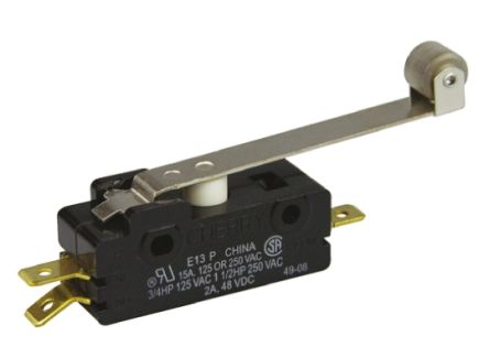 ZF Mikroschalter Rollenhebel-Betätiger Flachstecker, 15 A @ 250 V AC, SPDT 0,98 N