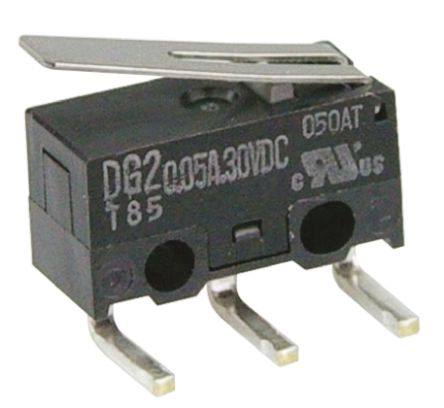 ZF 微动开关, 摆杆类型, 直角印刷电路板端, 触点额定电流 50 mA @ 30 V 直流, 单刀双掷