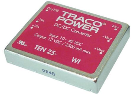 TRACOPOWER TEN 25WI DC/DC-Wandler 25W 48 V Dc IN, 5V Dc OUT / 5A 1.5kV Dc Isoliert
