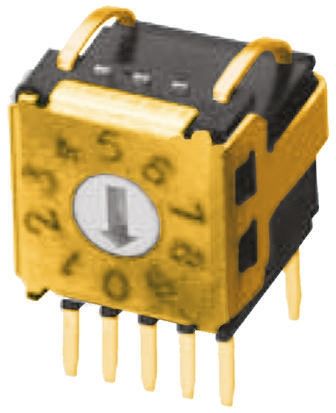Omron THT DIP-Schalter Drehschalter 16-stellig, Kontakte Vergoldet 25 MA @ 24 V Dc, Bis +80°C