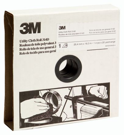 3M 氧化铝砂纸, 砂布卷, 314D系列, P100粒度, 精细级, 38mm宽 x 25m长