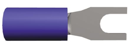 TE Connectivity PIDG Blau Isoliert Gabelkabelschuh B. 6.2mm Nylon, Min. 1.25mm², Max. 2mm² 16AWG 14AWG
