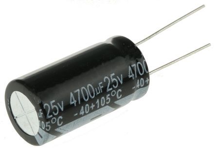 RS PRO, THT Aluminium-Elektrolyt Kondensator 4700μF ±20% / 25V Dc, Ø 16mm X 31mm X 31mm, Bis 105°C