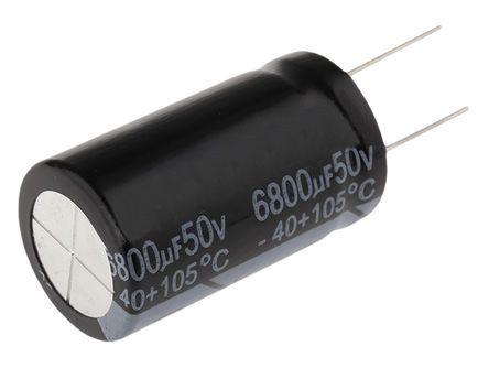 RS PRO, THT Aluminium-Elektrolyt Kondensator 6800μF ±20% / 50V Dc, Ø 25mm X 44mm X 44mm, Bis 105°C