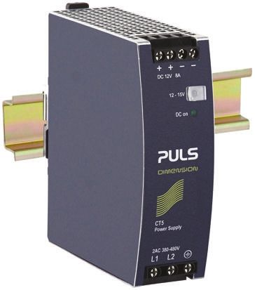 PULS DIMENSION C-Line 2-Phasen Switch-Mode DIN-Schienen Netzteil 96W, 380 → 480V Ac, 12V Dc / 8A
