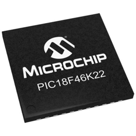 Microchip PIC18F46K22-I/ML, 8bit PIC Microcontroller, PIC18F, 64MHz, 64 KB Flash, 44-Pin QFN