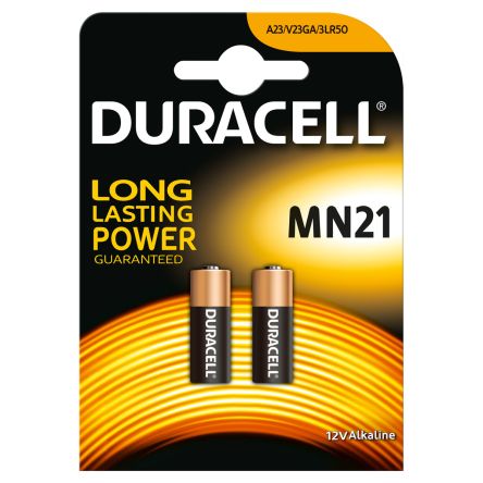 Duracell MN21 A23 Batterie, 12V / 33mAh Alkali, Standard 28.5 X 10.3mm