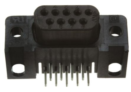 TE Connectivity Amplimite HD-20 9 Way Right Angle Through Hole D-sub Connector Socket, 2.74mm Pitch