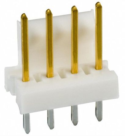 TE Connectivity MTA-100 Series Straight Through Hole Pin Header, 4 Contact(s), 2.54mm Pitch, 1 Row(s), Unshrouded