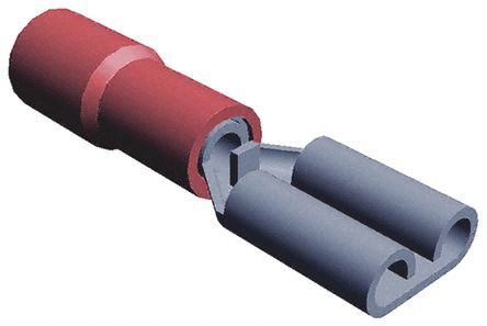 TE Connectivity PIDG FASTON .187 Red Insulated Female Spade Connector, Receptacle, 4.75 X 0.51mm Tab Size, 0.3mm² To