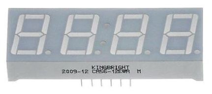 Kingbright 4位LED数码管, 红光, 75mW, 通孔安装