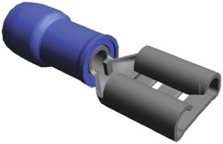 TE Connectivity PIDG FASTON .250 Flachsteckhülse, Blau, Isoliert, 6.35 X 0.81mm, Buchse, 1.3mm² - 2mm², 16AWG Min