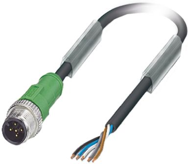 Phoenix Contact Cable De Conexión, Con. A M12 Macho, 5 Polos, Con. B Sin Terminación, Cod.: A, Long. 10m, 60 V