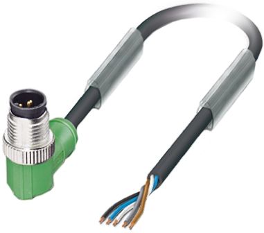 Phoenix Contact Right Angle Male 5 Way M12 To Sensor Actuator Cable, 3m