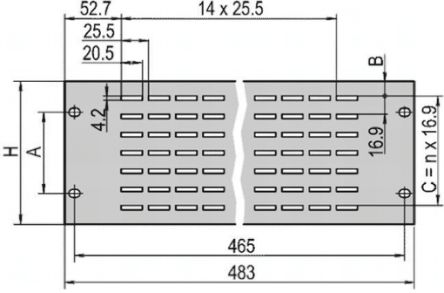 NVent SCHROFF Panel Frontal 3U De Aluminio Gris, 345.4 X 172.9mm, Ventilado