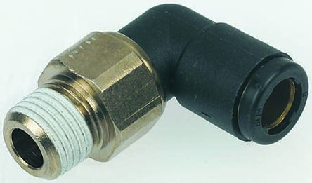 Legris LF3000 Series Elbow Threaded Adaptor, R 1/4 Male To Push In 12 Mm, Threaded-to-Tube Connection Style