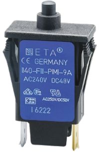 ETA 1140-F Thermischer Überlastschalter / Thermischer Geräteschutzschalter, 1-polig, 8A, 250V 25 X 14 X 34.5mm,