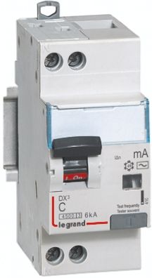 Legrand MCB DX DX3 RCD/FI-Schalter 20A, 1P+N-polig Typ C, Empfindlichkeit 30mA, DIN-Schienen-Montage