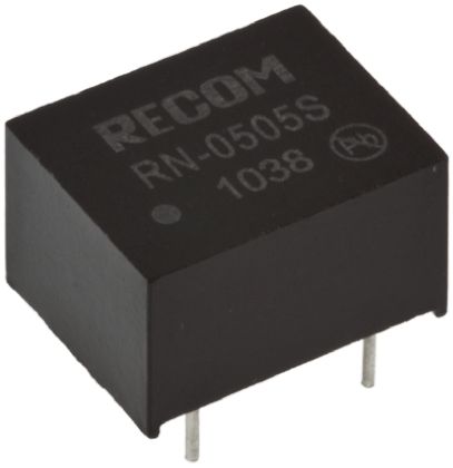 Recom RN DC-DC Converter, 5V Dc/ 250mA Output, 2.97 → 3.63 V Dc Input, 1.25W, Through Hole, +85°C Max Temp -40°C