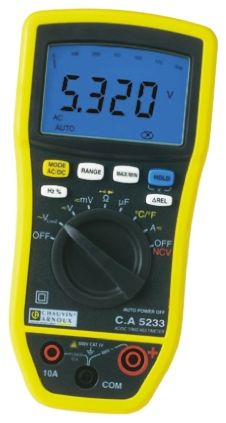 Chauvin Arnoux Multimetro Digitale Portatile C.A 5233, 600V Ca, 10A Ca, CAT III/IV, True RMS, Cert. SIT