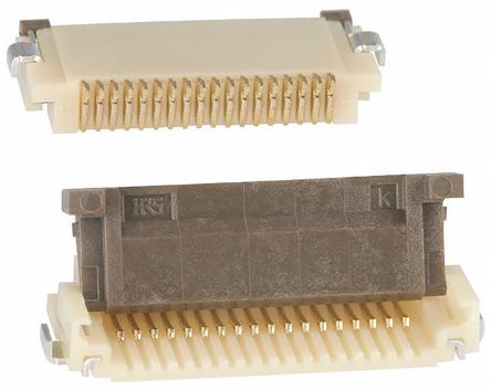 Hirose Connecteur FPC Série FH12, 18 Contacts Pas 0.5mm, 1 Rangée(s), Femelle Angle Droit, Montage SMT