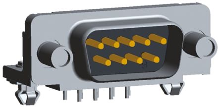 TE Connectivity Amplimite HD-20 Sub-D Steckverbinder Stecker Abgewinkelt, 9-polig / Raster 2.74mm, Durchsteckmontage